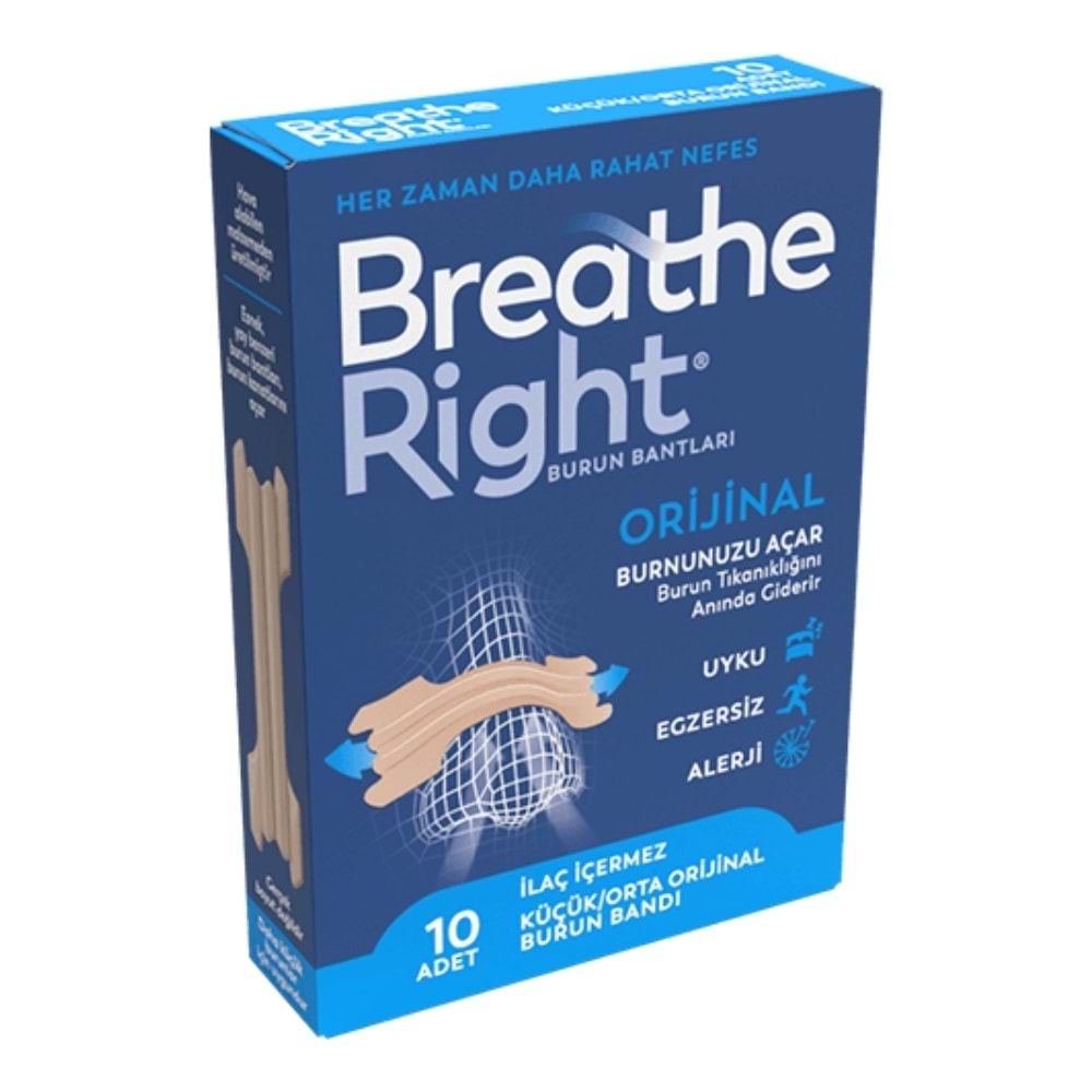 Breathe Right Orijinal Burun Bandı (Küçük/Orta) 10Lu