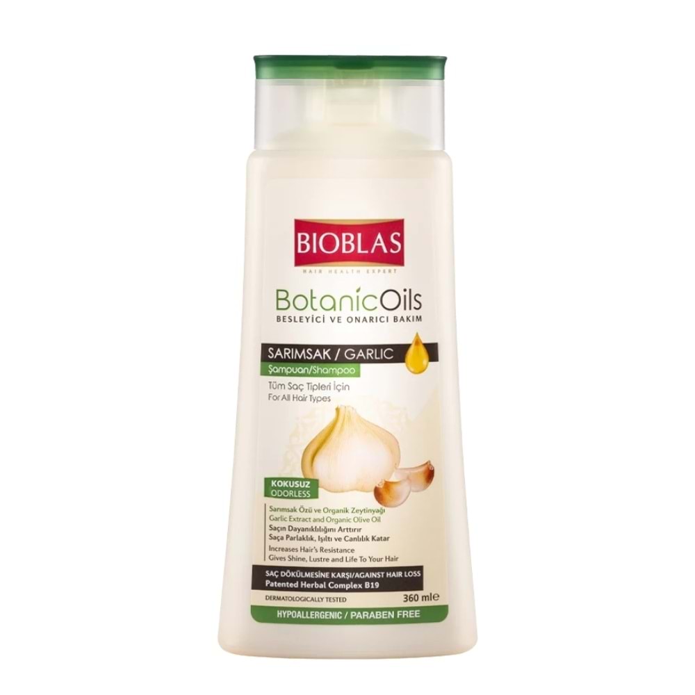Bioblas Botanic Oils Sarımsak Özlü Güçlendirici, Kokusuz Şampuan 360 mL