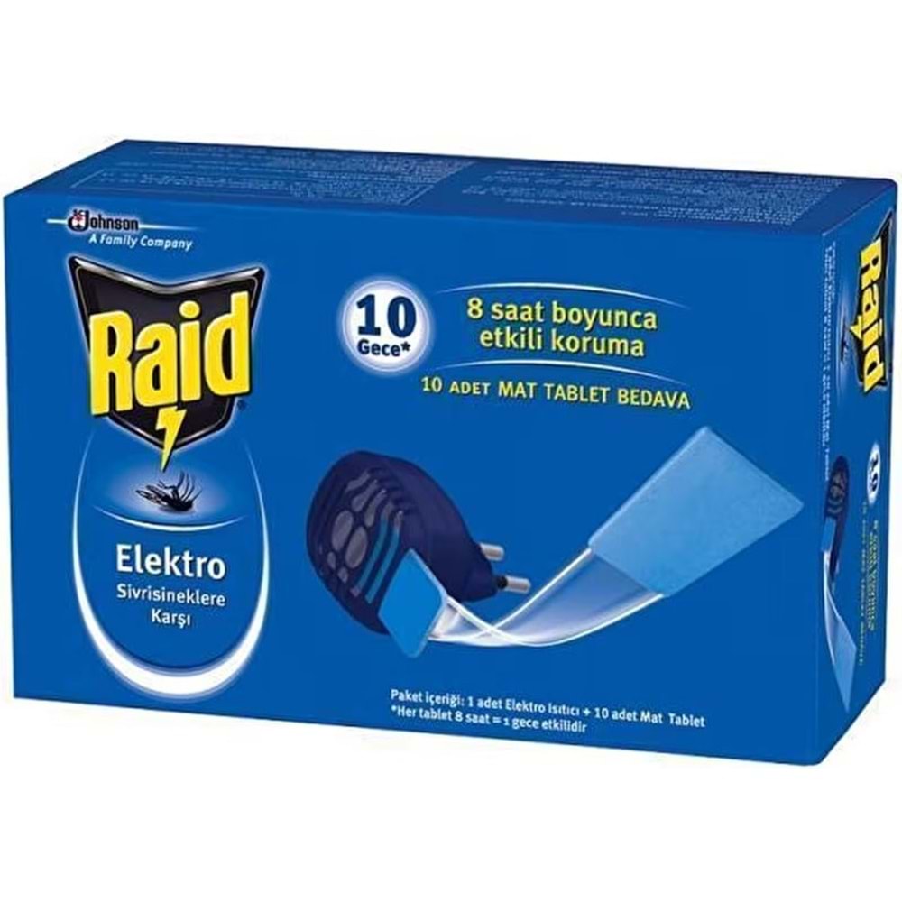 Raid Makina Elektro Isıtıcı + 10 Mat Tablet