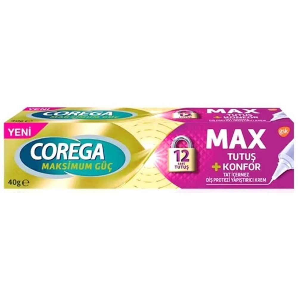 Corega Diş Protez Yapıştırıcı Krem 40g Tatsız Maximum Tutuş + Konfor