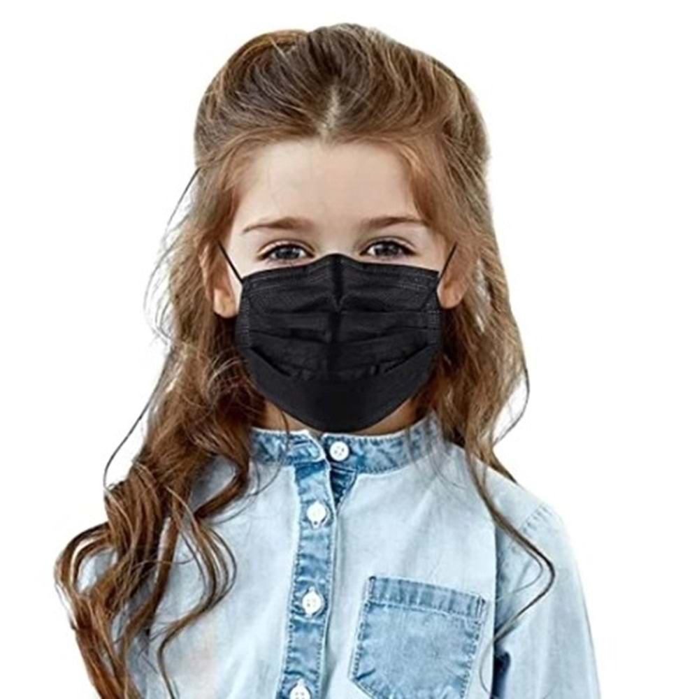 Gürcan Maske Çocuk Sıyah 10Lu