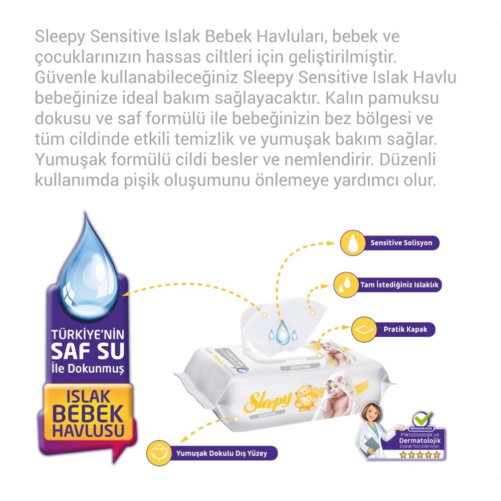 Sleepy Islak Mendil Sensitive 90 Lı
