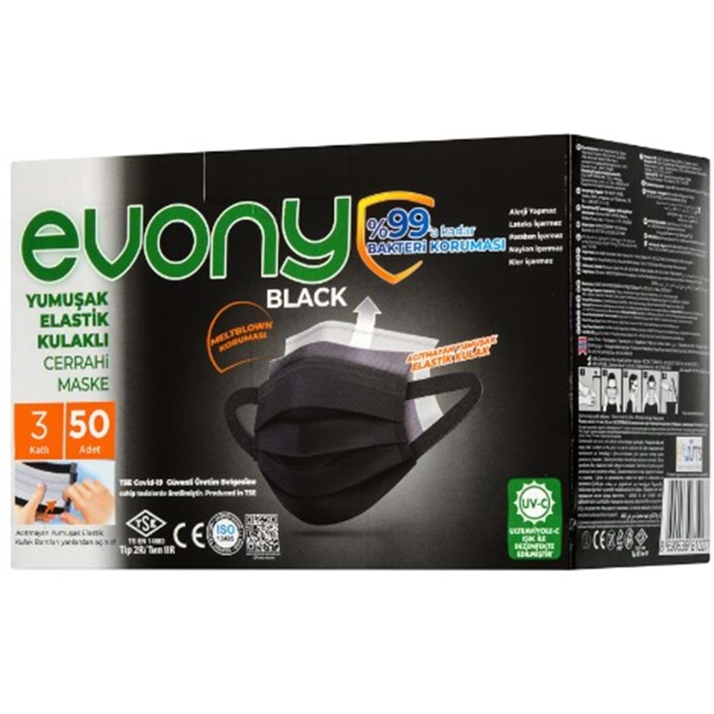 Evony Maske 50 Lı Sıyah