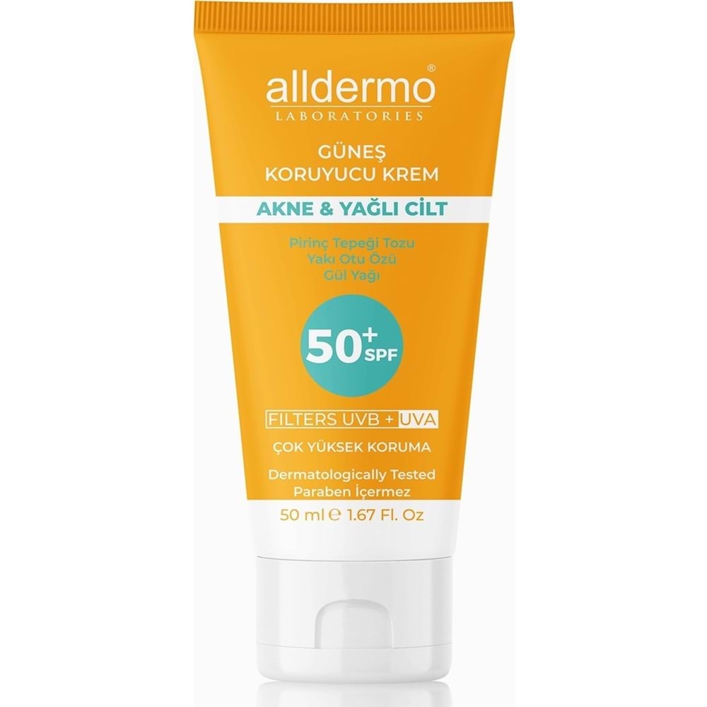 Alldermo Güneş Spf50+ Akne-Yaglı Cılt Krem 50Ml Tüp