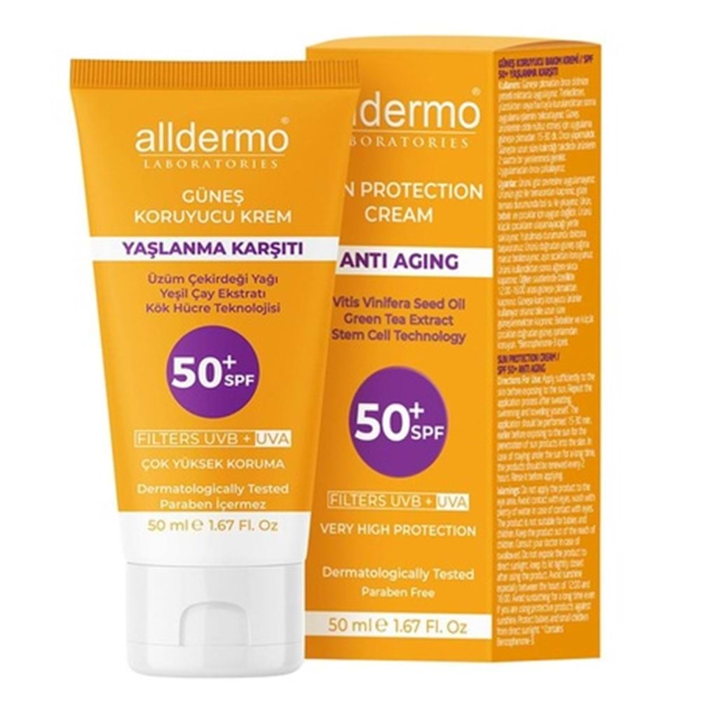 Alldermo Güneş Spf50+ Antı Agıng Krem 50Ml Tüp