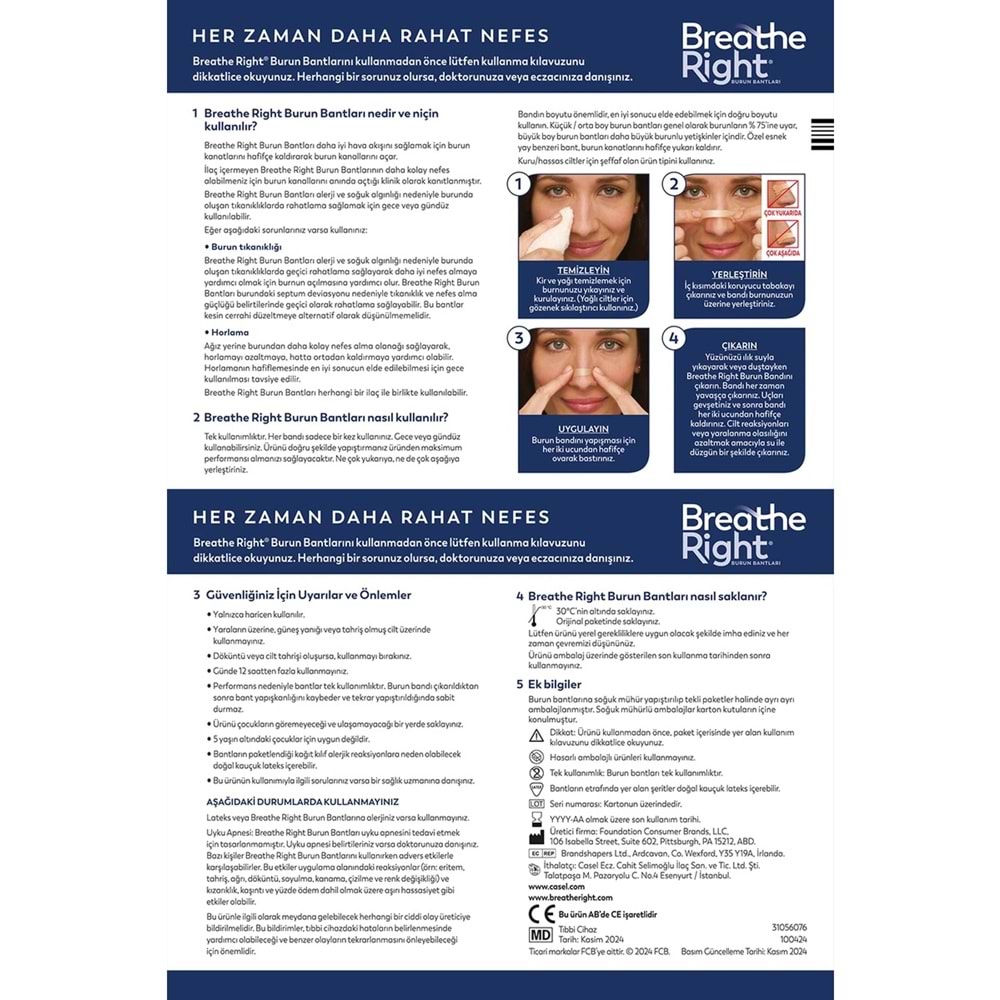 Breathe Right Şeffaf Burun Bandı 10lu