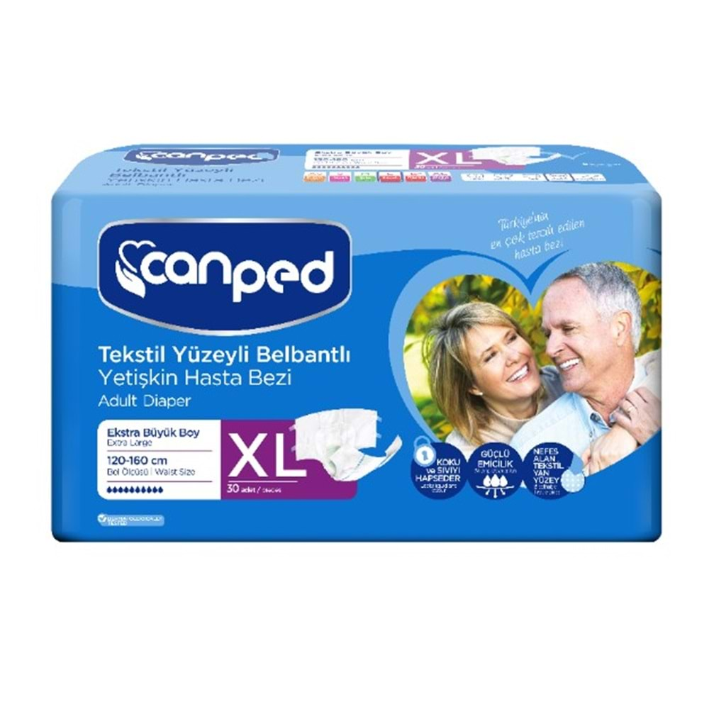 Canped Bel Bantlı Tekstil Hasta Bezi 30 Lu Xl