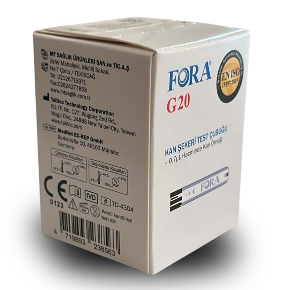 Fora G20 Şeker Ölçüm Strip Çubuğu Kodsuz 50li