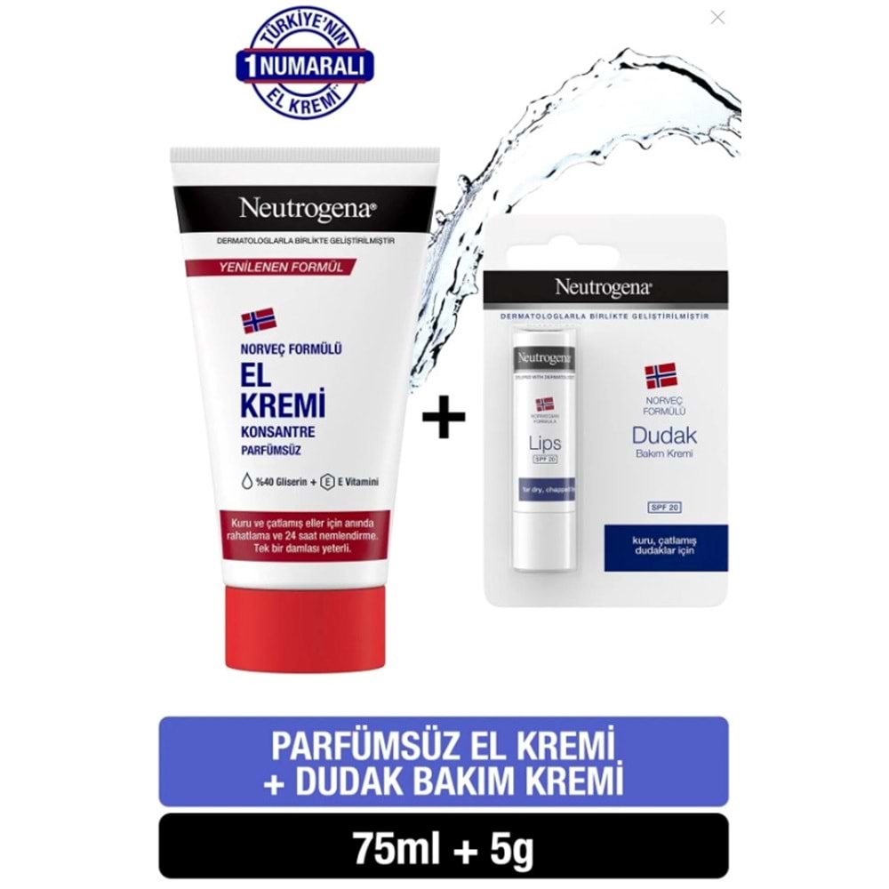 Neutrogena Parfümsüz El Kremı 75Ml+Lıp Hedıyelı