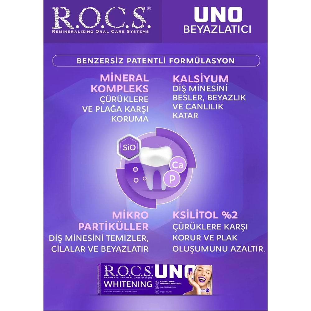 Rocs Uno Beyazlatıcı Diş Macunu 60 mL / 74gr