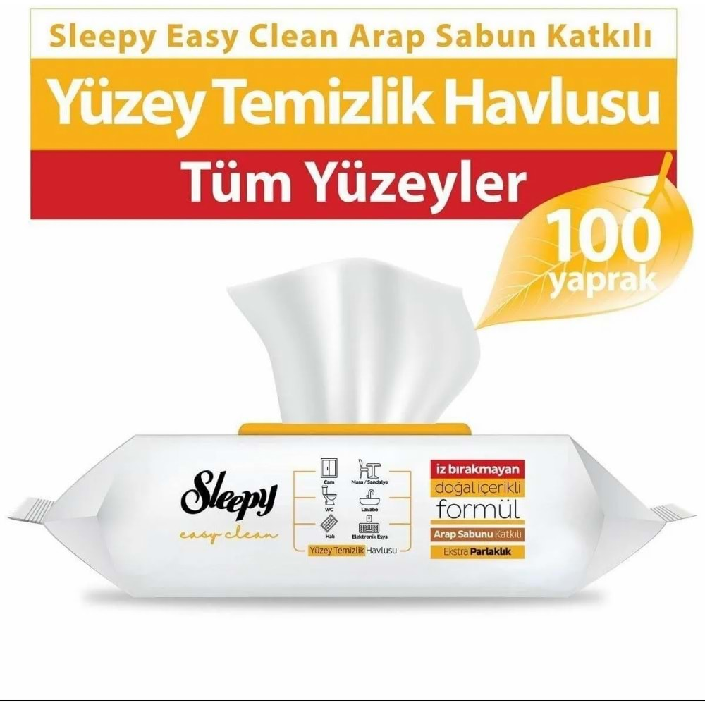 Sleepy Arap Sabunu Katkılı Yüzey Temizlik Havlusu 100lü