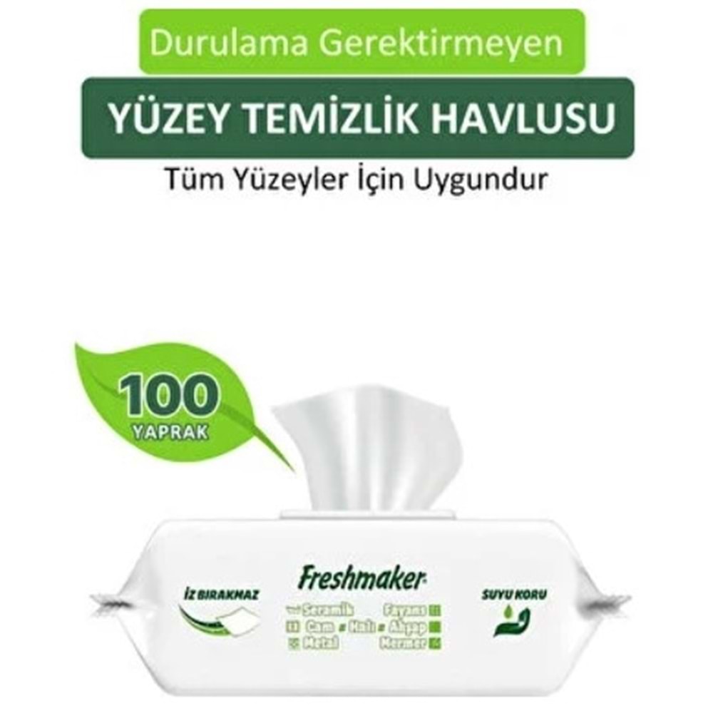 Freshmaker Yüzey Temizlik Havlusu Beyaz Sabun 100Lü