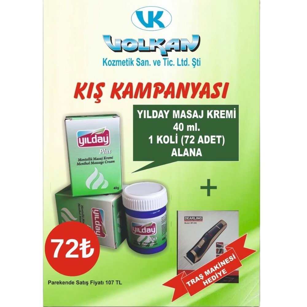 Yılday Mentollü Buharlaşan Krem 40Gr