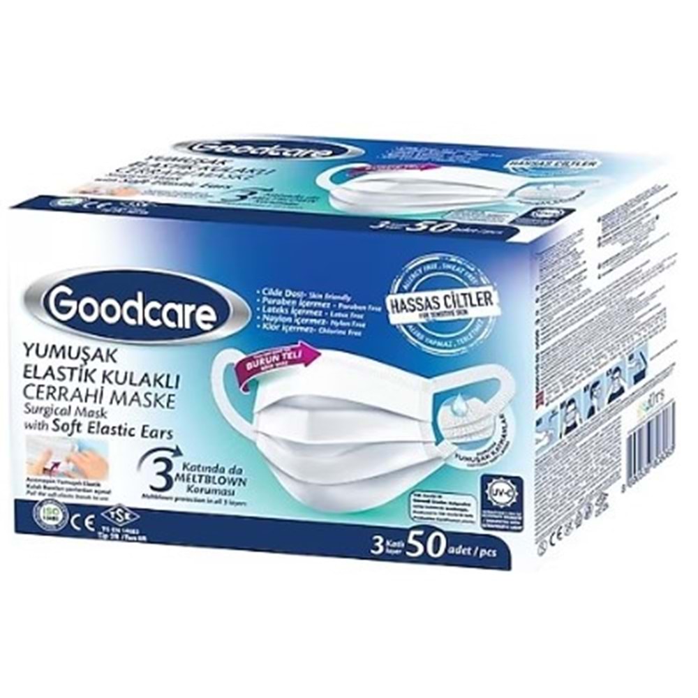 Goodcare Maske Elastık Kulaklı 50 Lı Dökme Beyaz