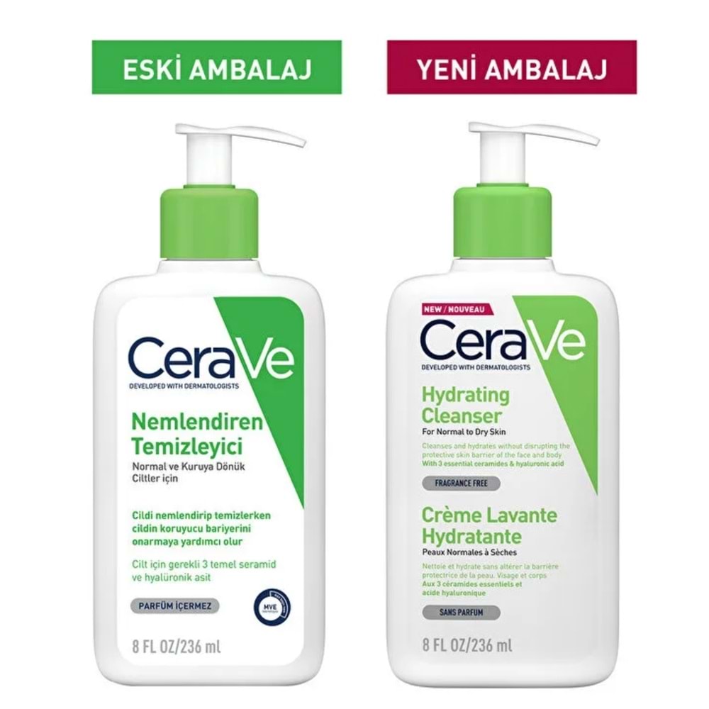 CeraVe Normal ve Kuru Ciltler için Nemlendiren Temizleyici 236 mL