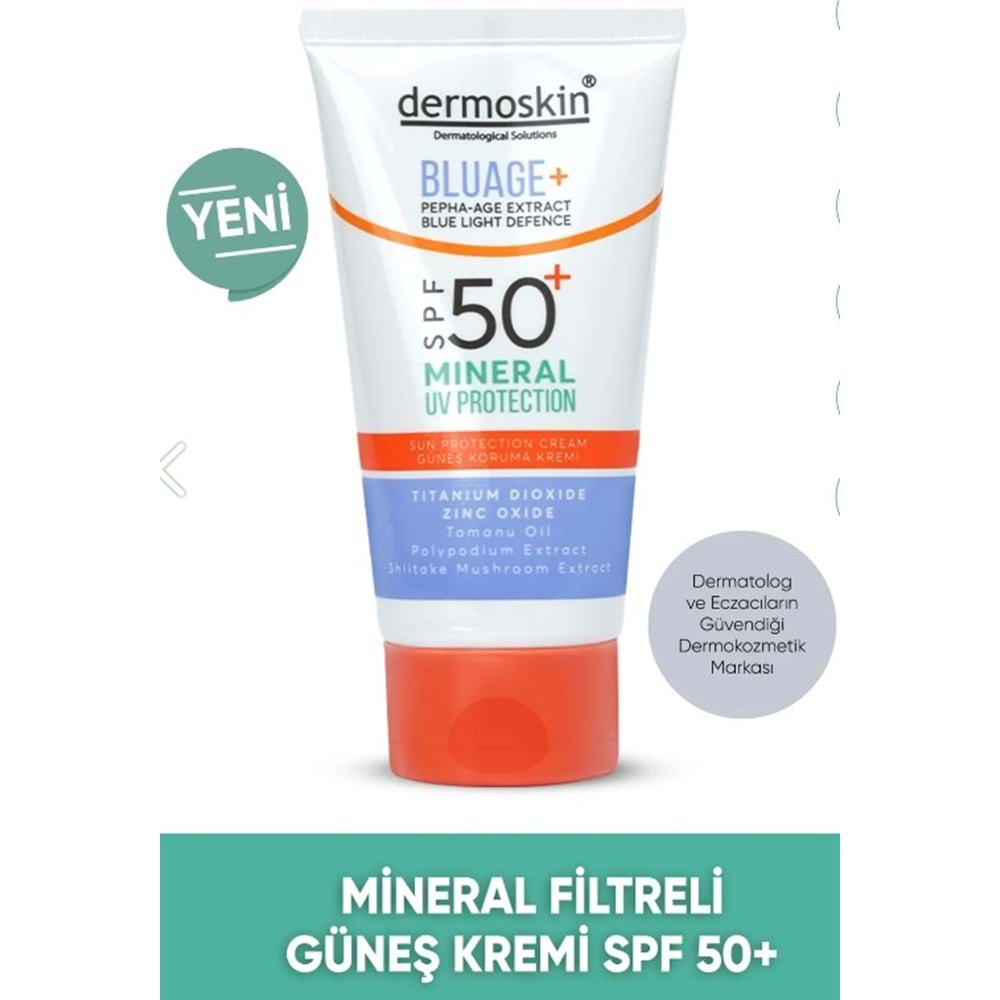 Dermoskin SPF50+ Bluage+ Mineral Filtreli Güneş Kremi 50 Ml