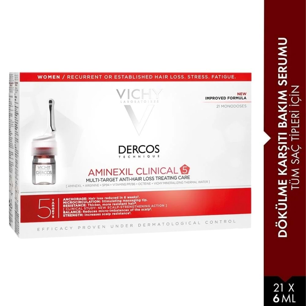 Vichy Dercos Aminexil Clinical 5 Kadın Dökülme Karşıtı Serum