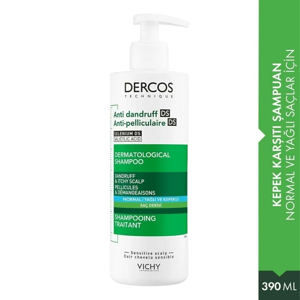 Vichy Dercos Kepek Karşıtı Şampuan Normal/Yağlı ve Kepekli 390Ml