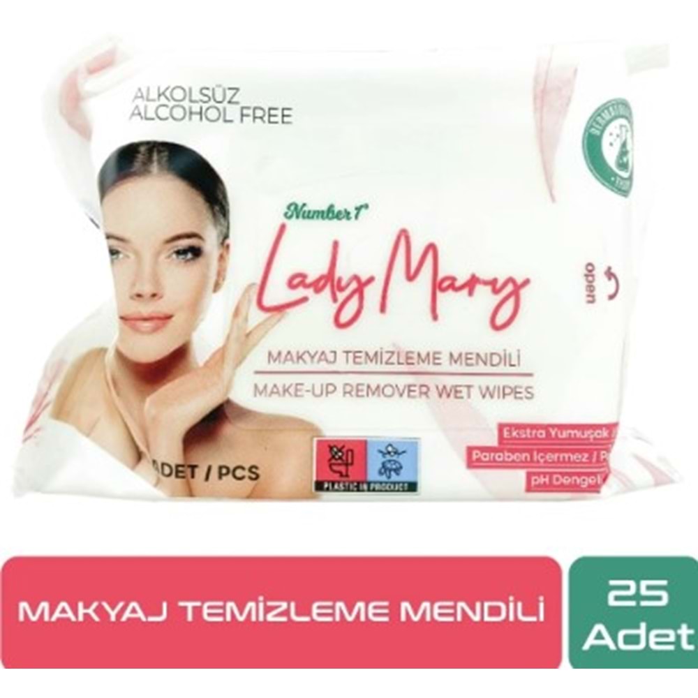 Lady Mary Makyaj Temızleme Mendılı 25Lı Alkolsüz