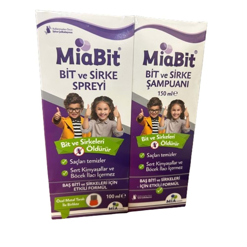 MiaBit Bit Spreyi 100Ml + Bit Şampuanı 150Ml Metal Tarak Hediyeli