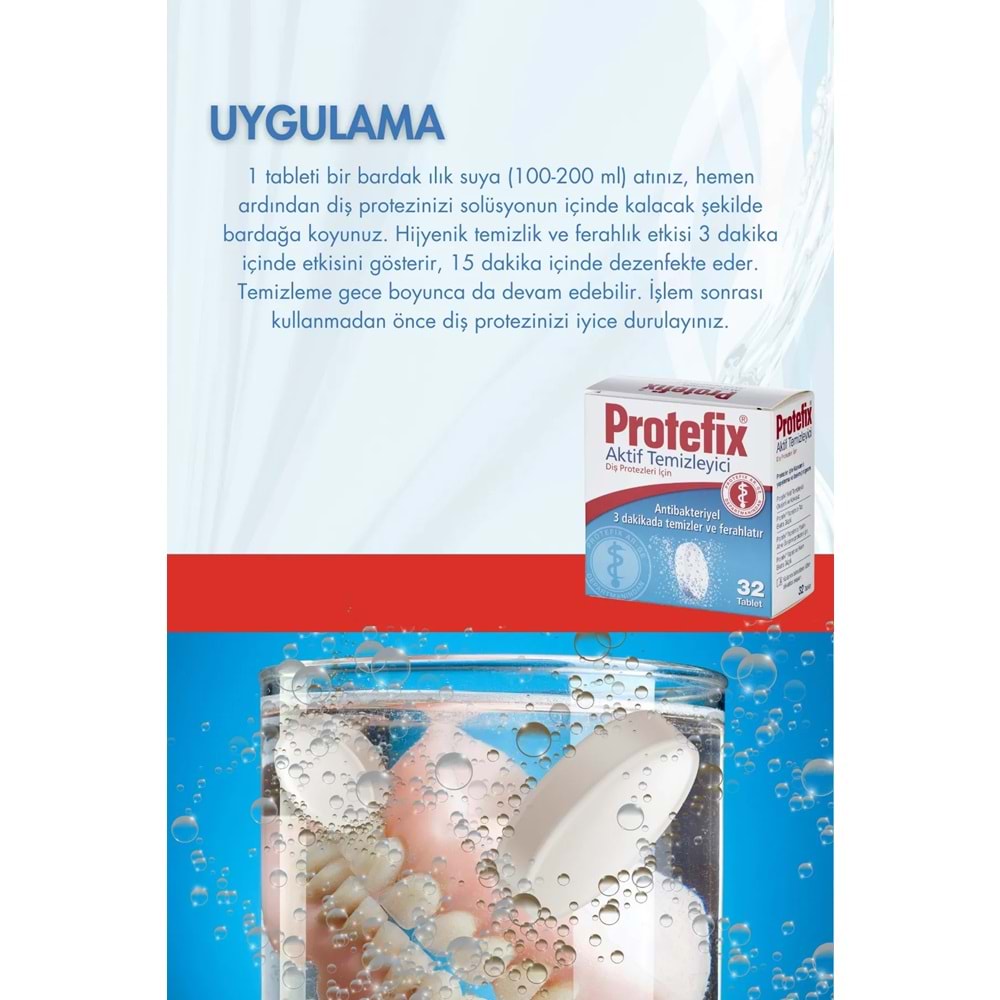 Protefix Diş Protezleri Için Aktif Temizleyici 32 Tablet