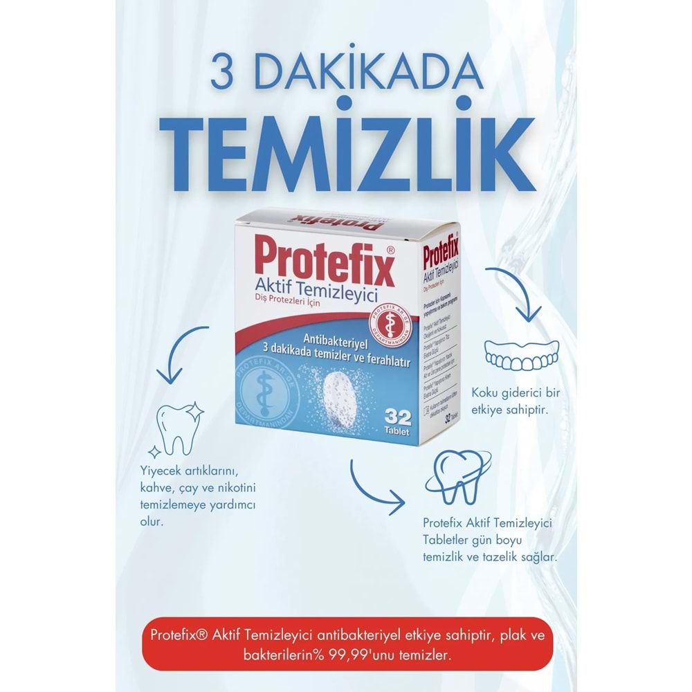 Protefix Diş Protezleri Için Aktif Temizleyici 32 Tablet