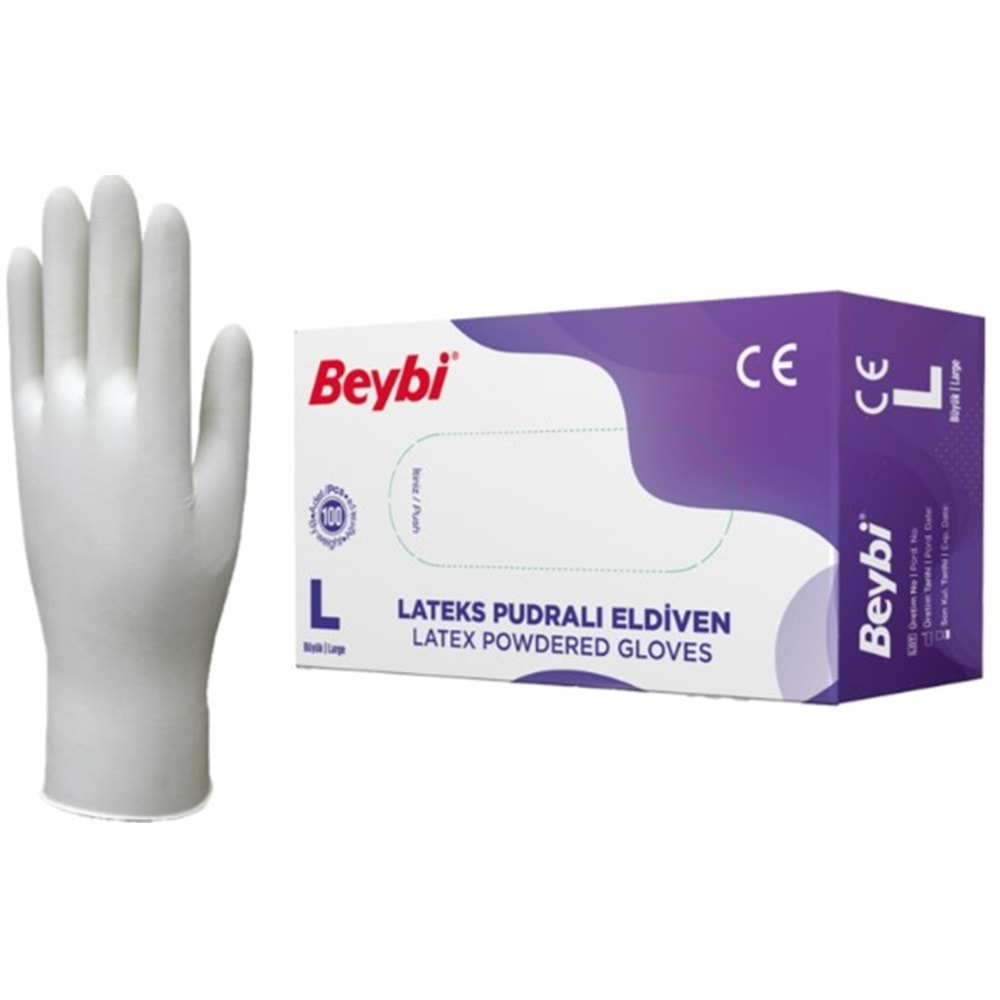 Beybı Lateks Muayene Eldıvenı Pudralı Large 100Lü