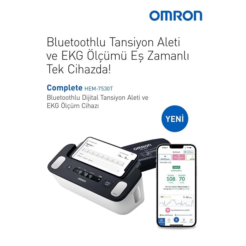 Omron Complete Tansiyon Aleti, EKG Fonksiyonlu, Omron Connect Uyumlu