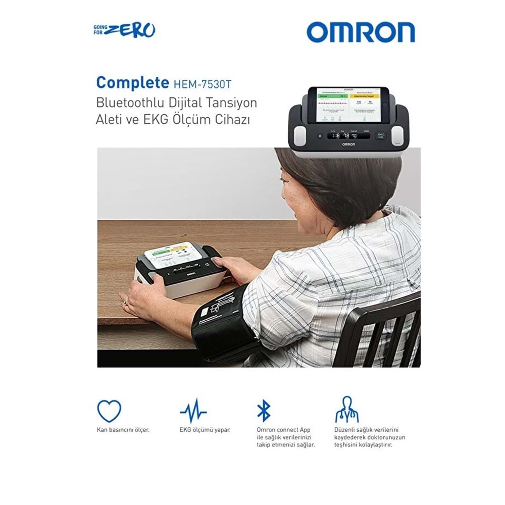 Omron Complete Tansiyon Aleti, EKG Fonksiyonlu, Omron Connect Uyumlu