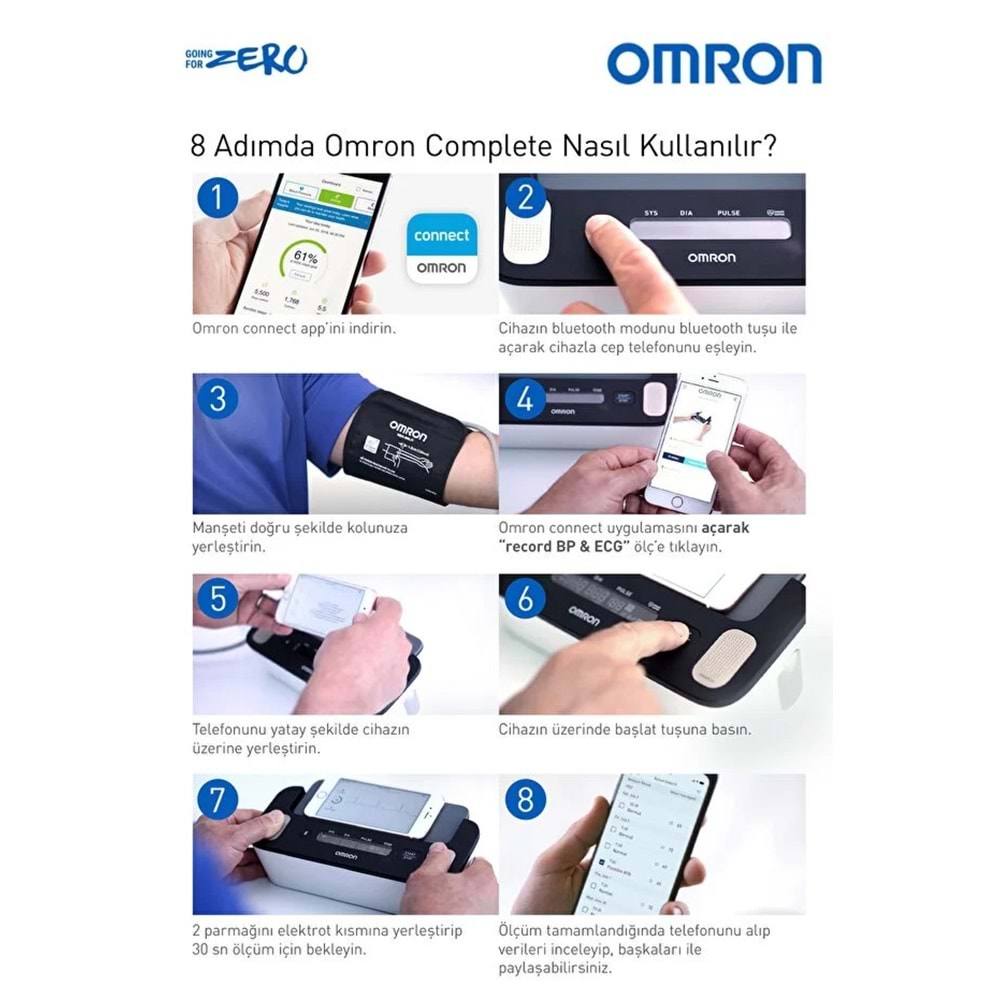 Omron Complete Tansiyon Aleti, EKG Fonksiyonlu, Omron Connect Uyumlu