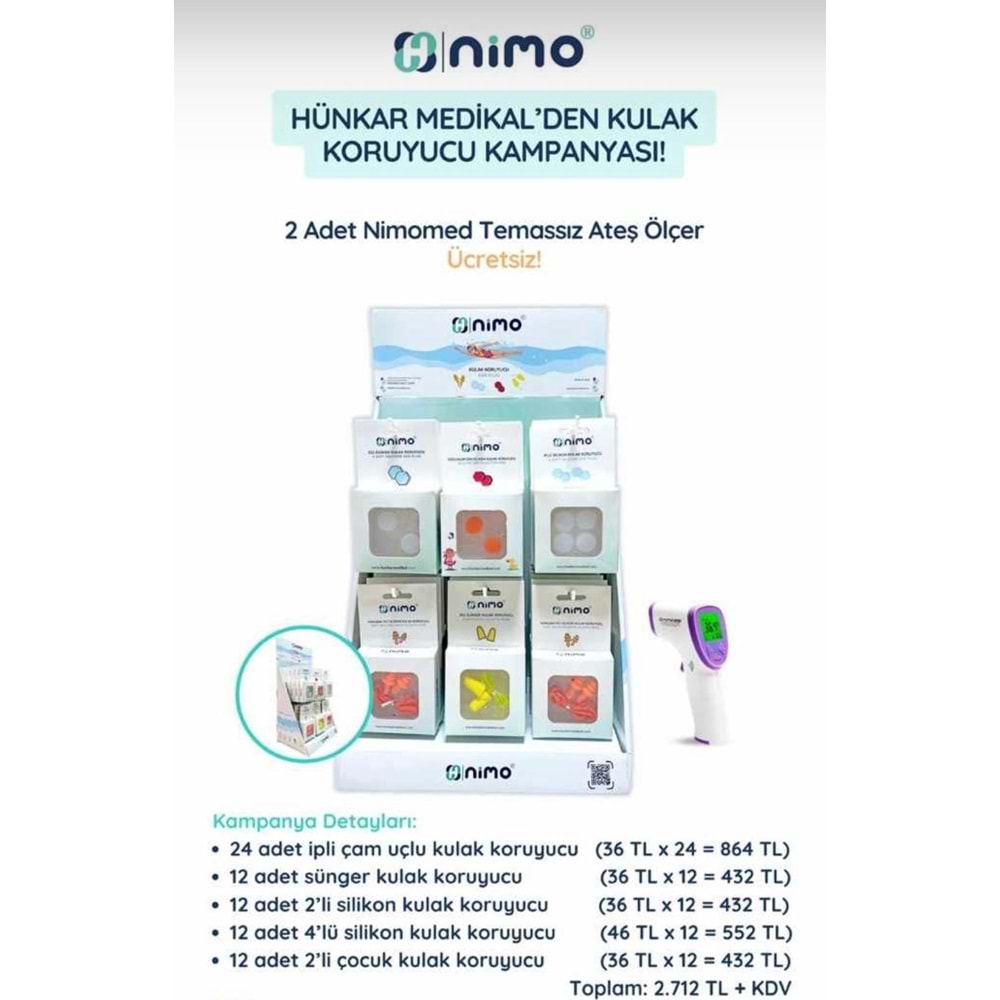 Nimo Kulak Tıkacı Silikon Standlı Set + 2 Adet Kızılötesi Hediye