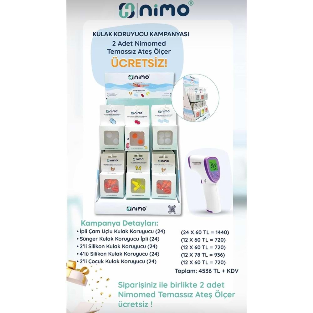 Nimo Kulak Tıkacı Silikon Standlı Set + 2 Adet Kızılötesi Hediye