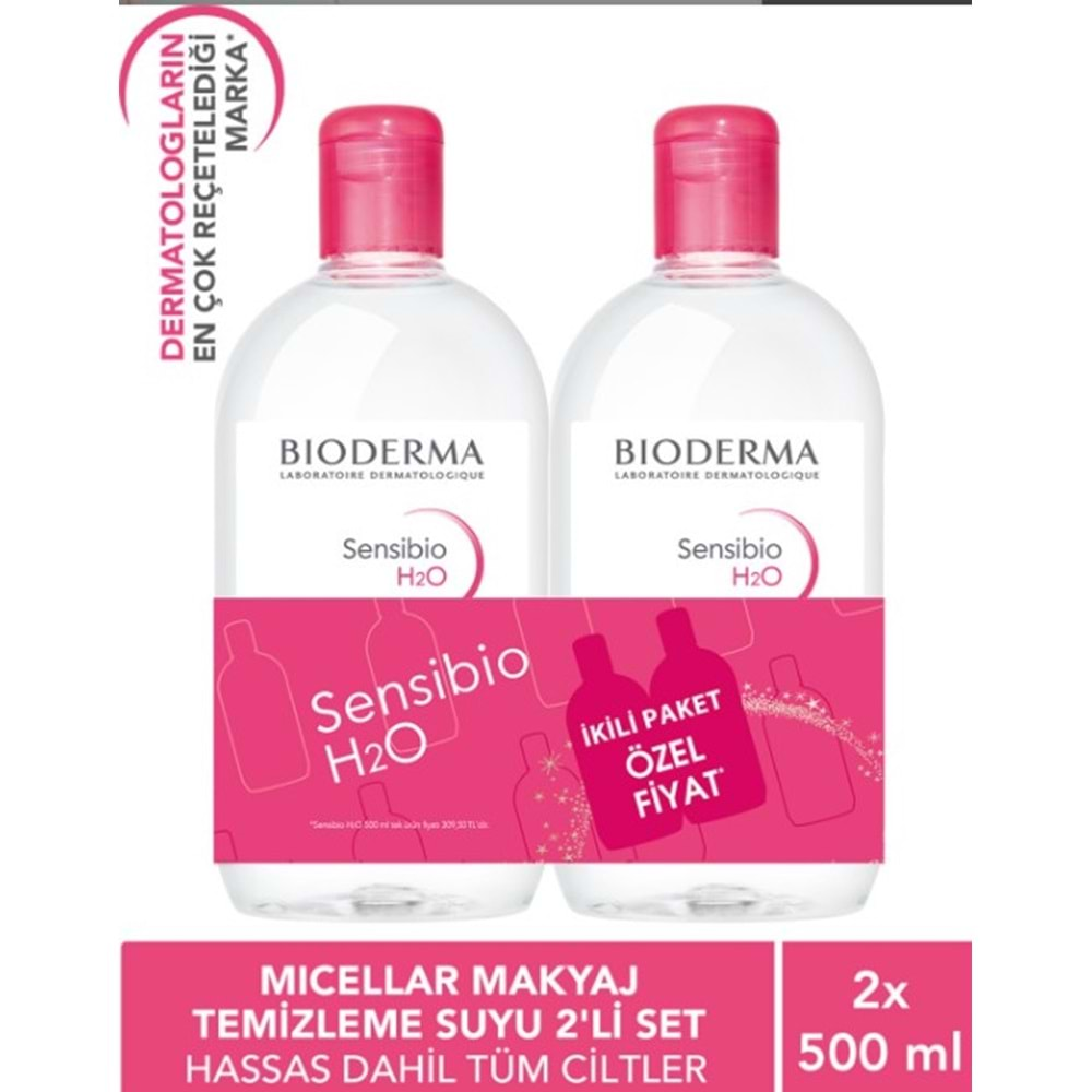 Bioderma Sensibio H2O 500Ml 2lı Kofre Set Pembe