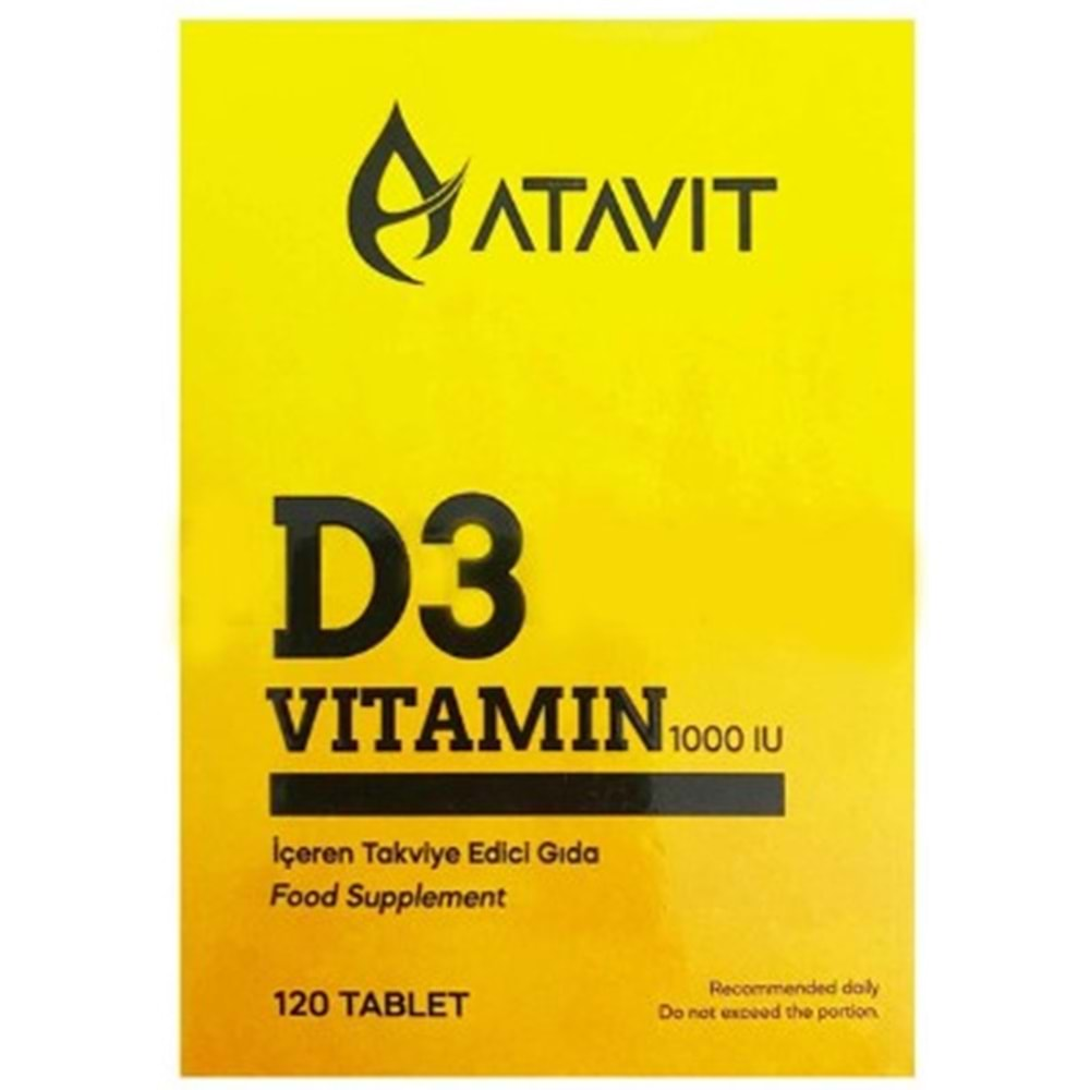 Atavit Vitamin D3 1000IU 120 Tablet Takviye Edici Gıda