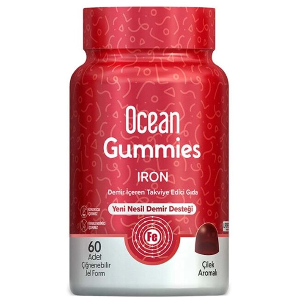 Ocean Gummies Iron Demir Desteği Çiğnenebilir Jel 60Lı