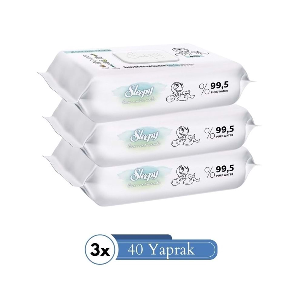 Sleepy Bio Natural Yenidoğan Islak Mendil 3x40 Yaprak