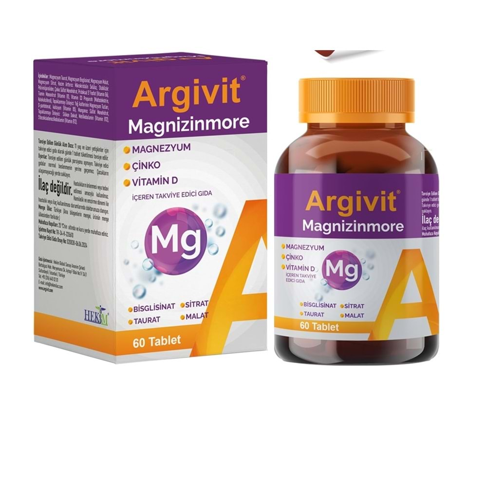 Argivit Magnizinmore Takviye Edici Gıda 60 Tablet