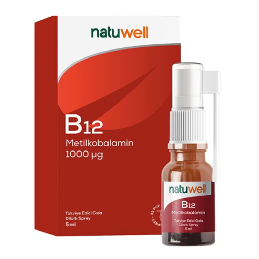 Natuwell Vitamin B12 Metilkobalamin Dilaltı Sprey 5 ml