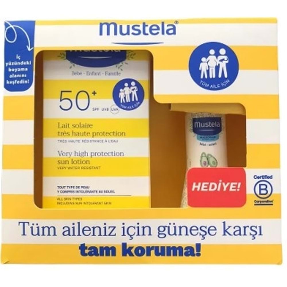 Mustela SPF50+ Güneş Losyonu 100 mL + Hydra Bebe Vücut Losyonu 50 mL Set