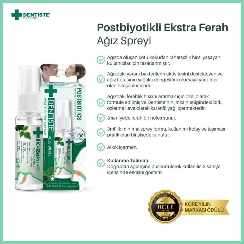 Dentiste Postbiotikli Ekstra Ferah Ağız Spreyi 3ml