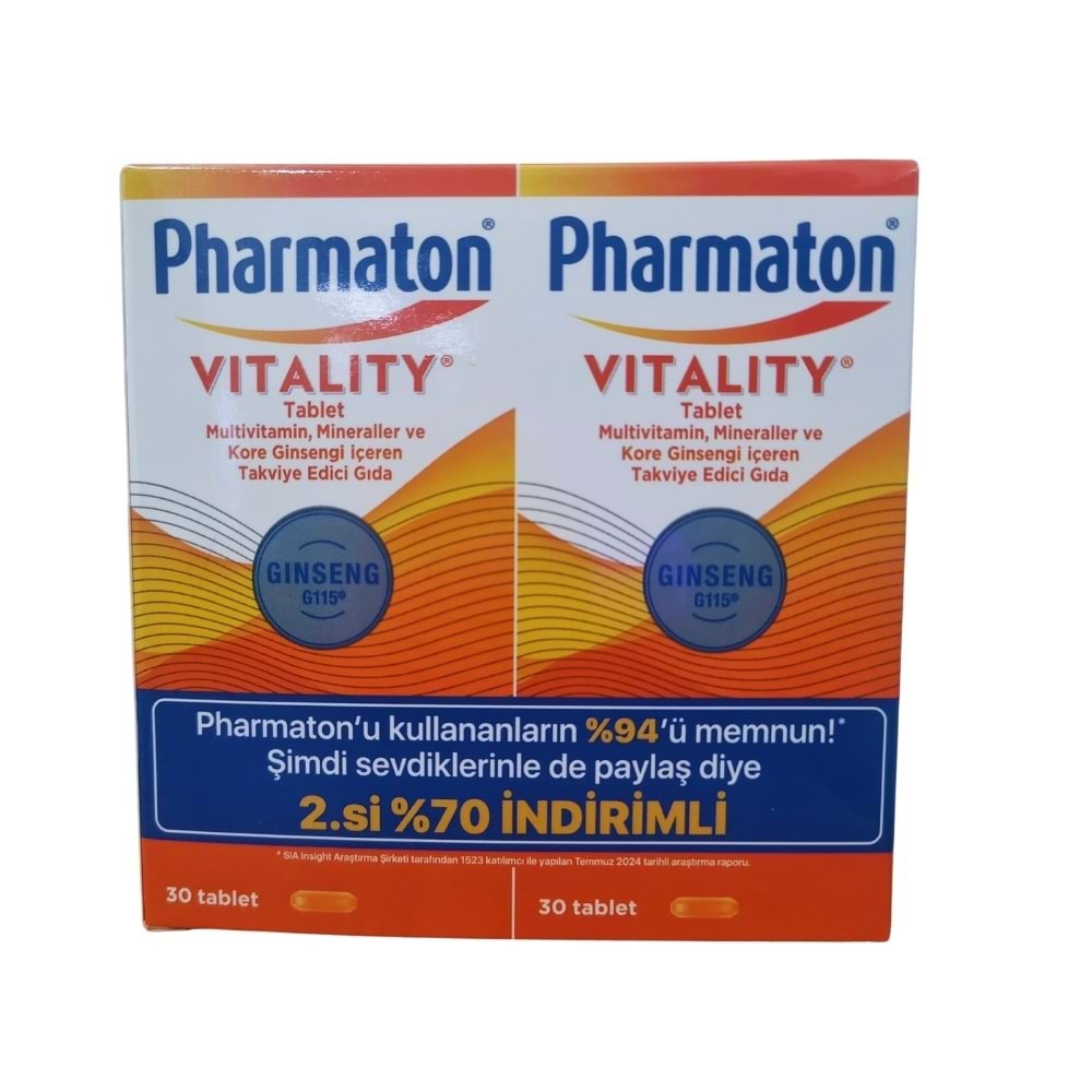 Pharmaton Vitality 30+30 Tablet 2.si %70 İndirimli