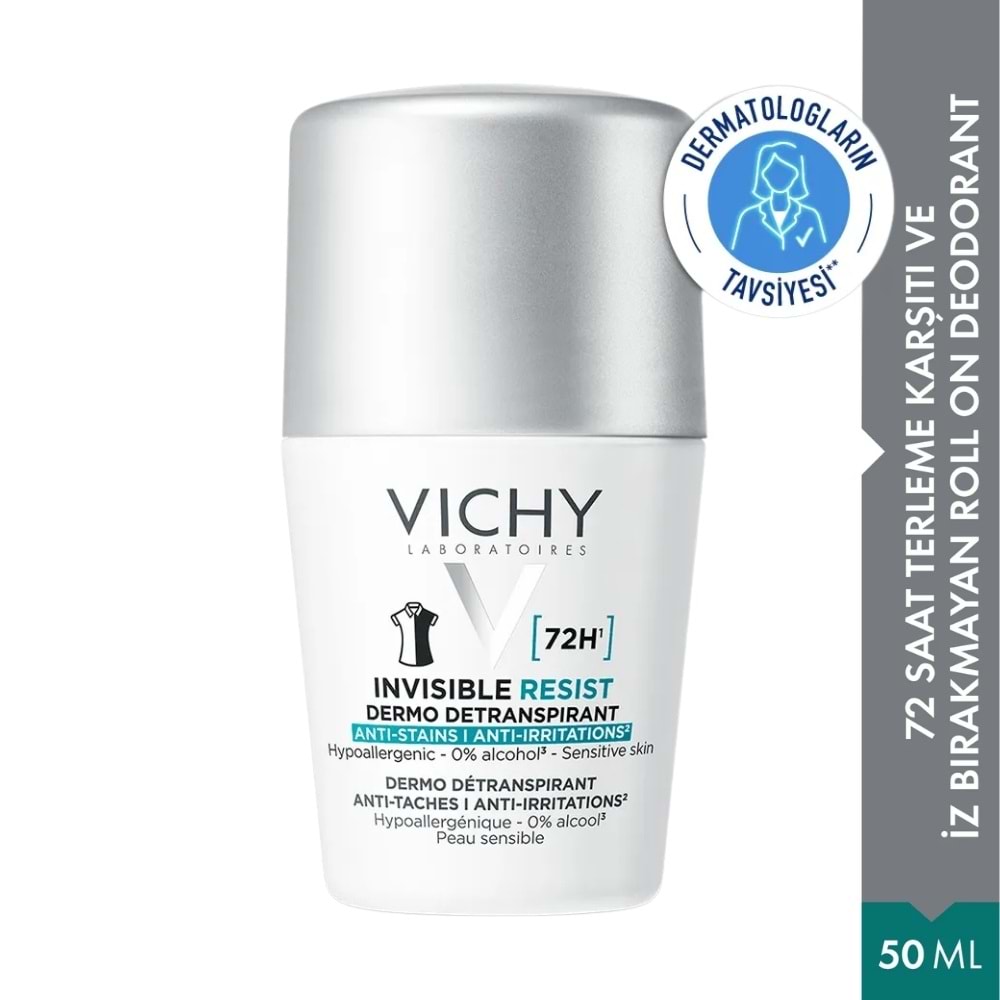 Vichy Deo Rollon İnvisible Resist İz ve Terleme Karşıtı 50Ml Beyaz