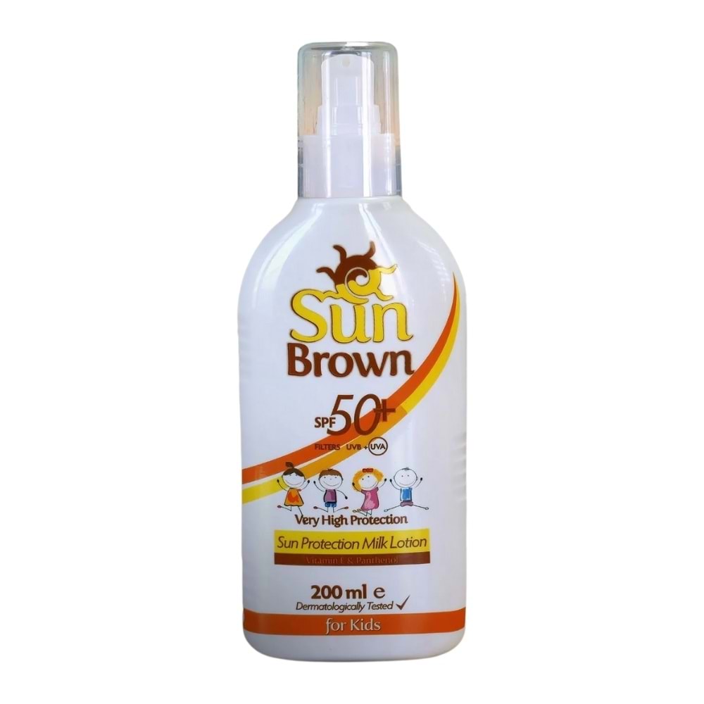 Sun Brown Çocuklar için SPF50+ Güneş Losyonu 200 mL