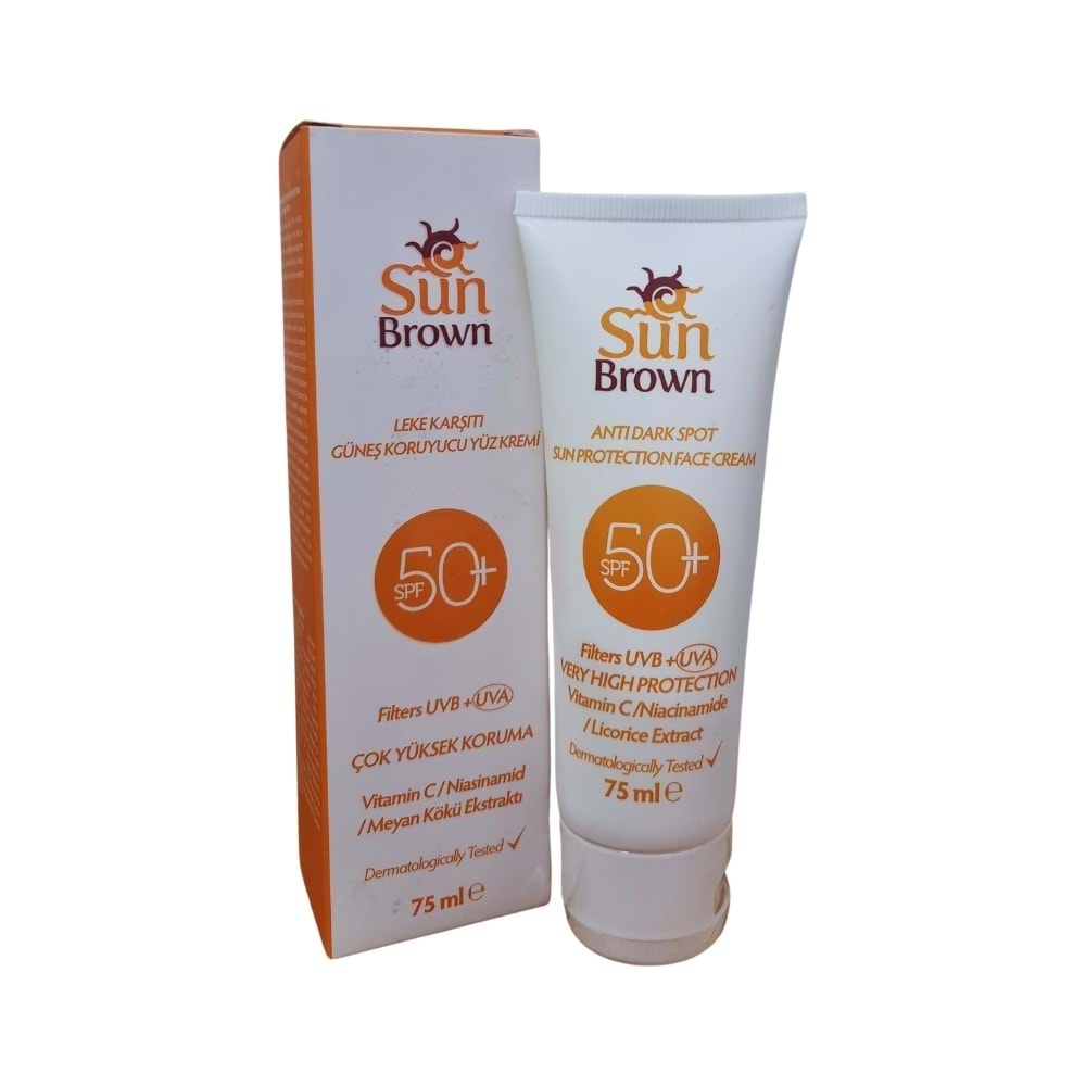 Sun Brown Leke Karşıtı SPF50+ Güneş Koruyucu Yüz Kremi 75 mL