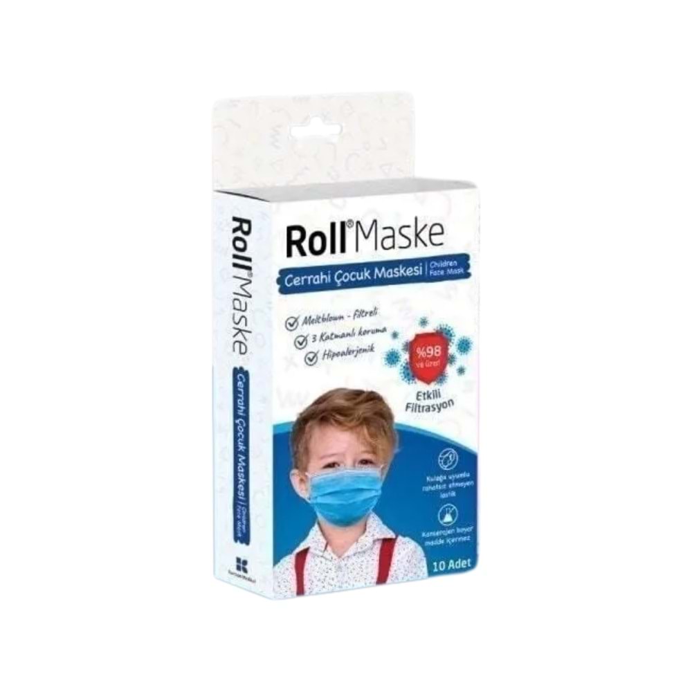 Roll Cerrahi Çocuk Maskesi 10lu