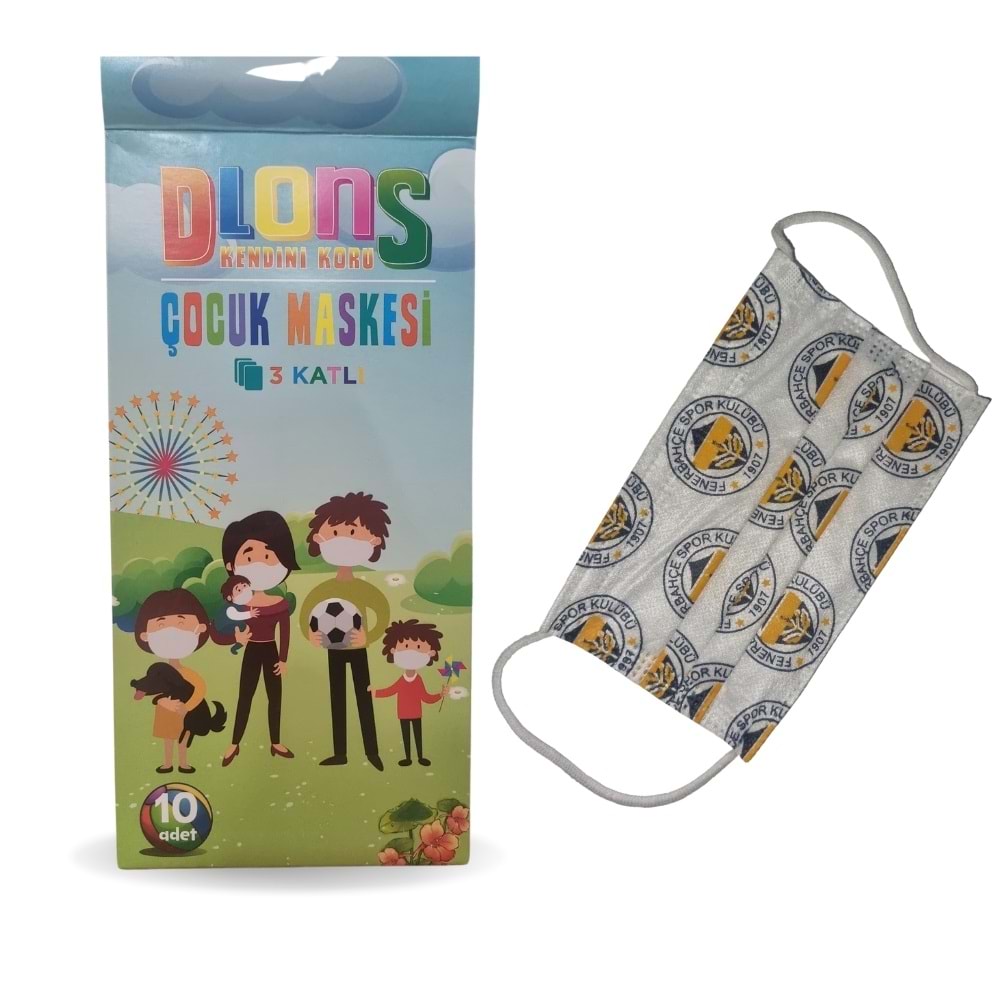 Dlons 3 Katlı Fenerbahçeli Çocuk Maskesi
