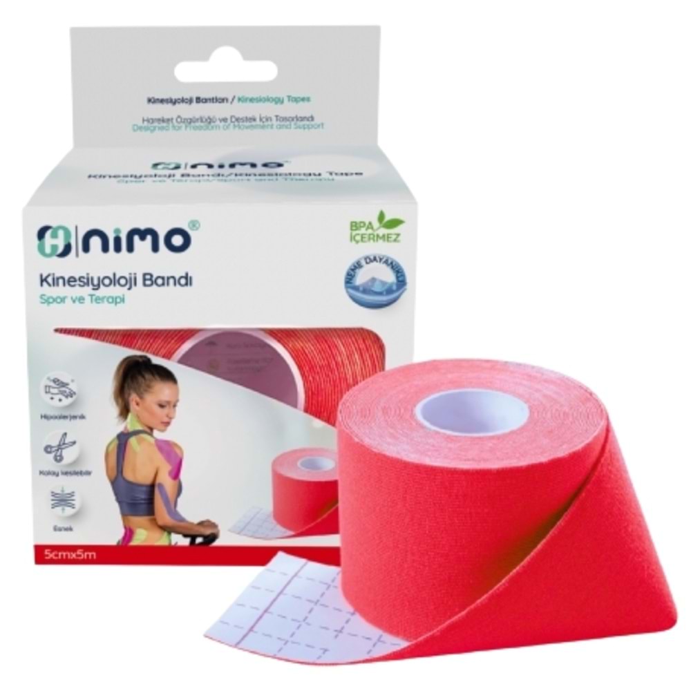 Nimo Kinesiyoloji Bandı (Ağrı Bandı) 5cm*5m Kırmızı