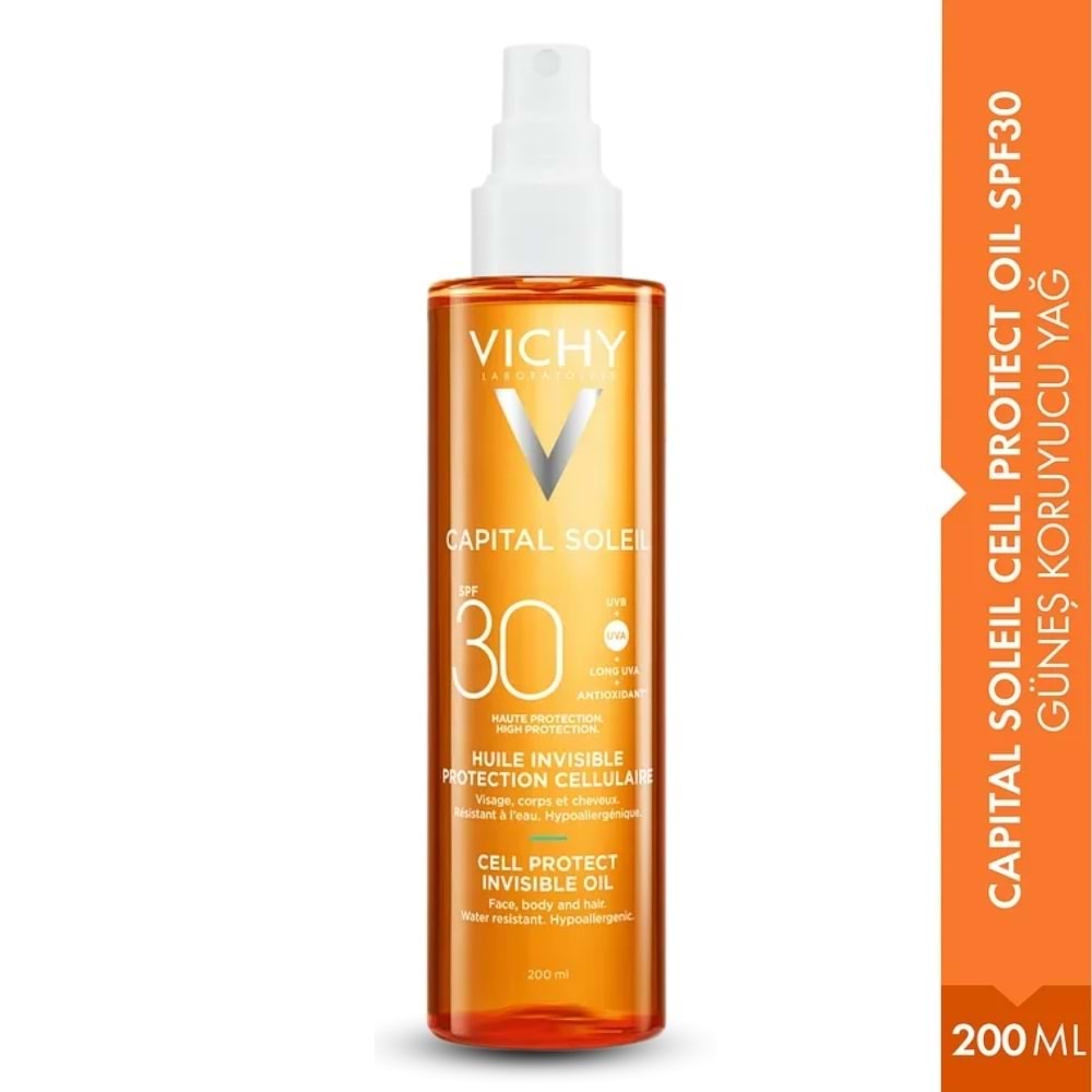 Vichy Capital Soleil Cell Protect Oil SPF30+ Güneş Koruyucu Yağ 200Ml