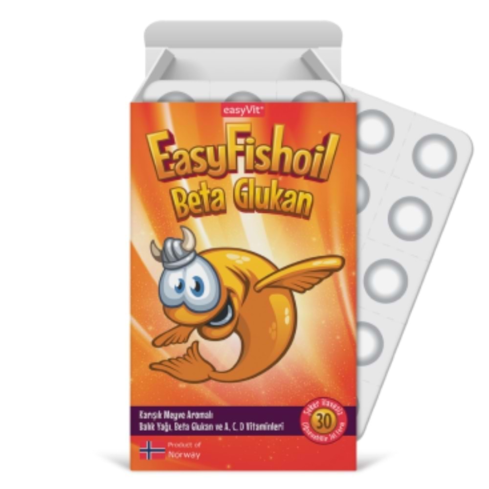 EasyFishOil Beta Glukan Karışık Meyve Aromalı 30 Çiğneme Jel Form