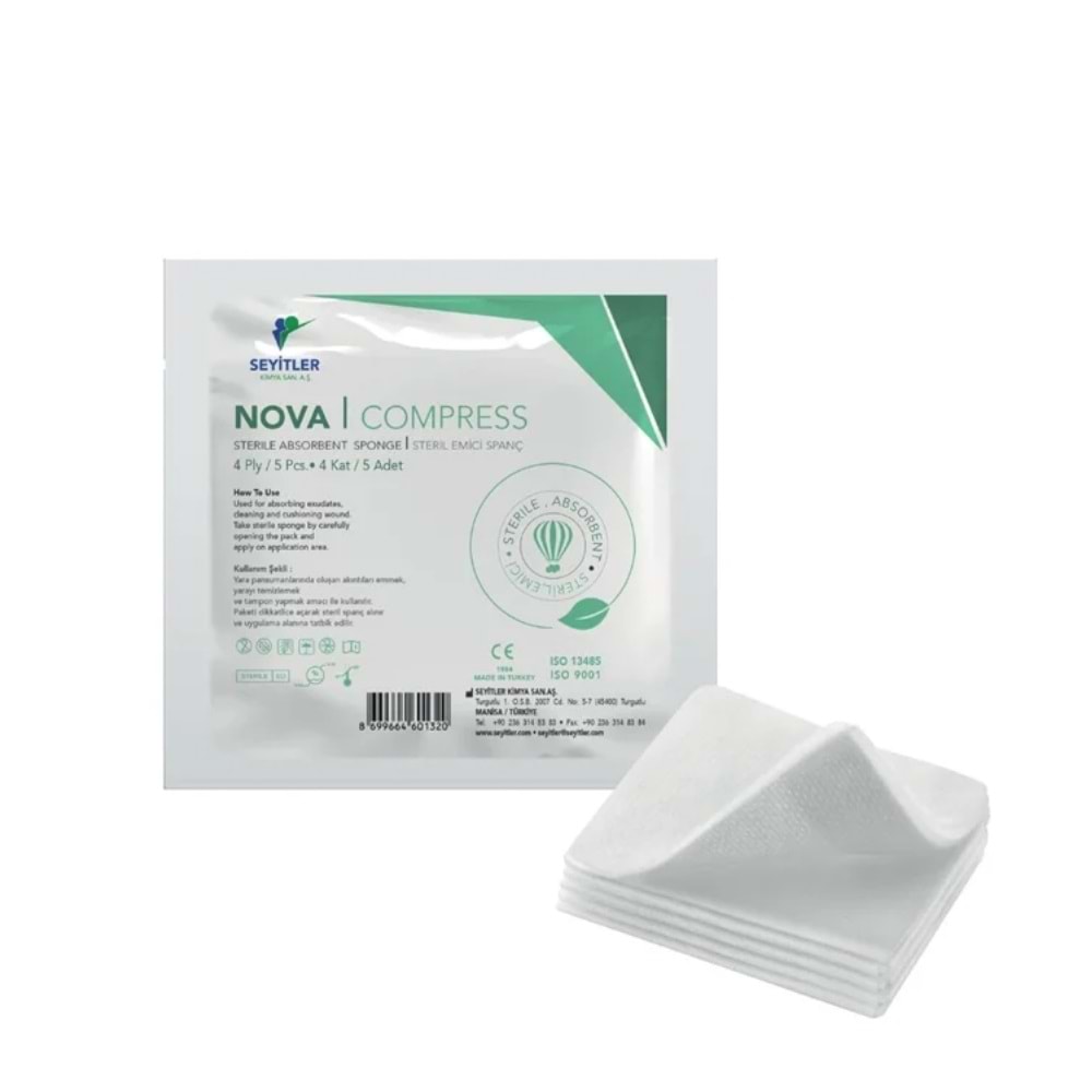 Nova Compress Steril Emici Spanç 7,5x7,5cm 100Lü (4*20)